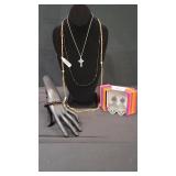 3) Necklaces 1) Bracelet 1) Earrings