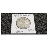 1945 Walking Liberty Silver Half Dollar
