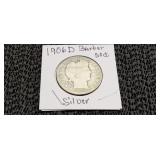 1906 D Silver Barber Half Dollar