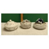 Vintage Porcelain Lidded Trinket Boxes