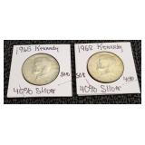 2) Kennedy Half Dollars 40% Silver 1965 & 1968