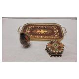 Sorrento Italian Tray, Vint. Gourd & Jewelry Box