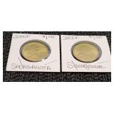 2) 2000 P Sacagawea Dollar Coins