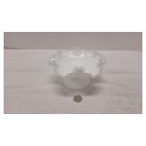 Fenton Silver Crest Milk Glass Ruffled Candy Dish
