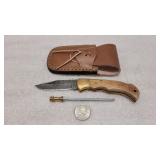 FH Knives Damascus Blade Knife & Fire Striker