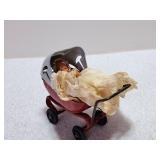 Vtg Lundby Dollhouse Stroller w/Doll