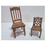 2) Wooden Dollhouse Chairs