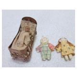 Vtg Handmade Cloth Folk Art Dolls