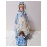 Vtg Porcelain Bisque Doll 14in. & 5in.