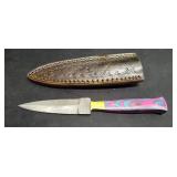 4' Damascus Knife with Sheath