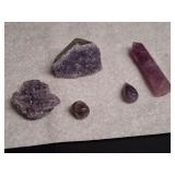 5) Amethyst Crystals - 2) Raw, 3) Polished