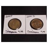 2) 2000 P Uncirculated Sacajawea Dollar Coins