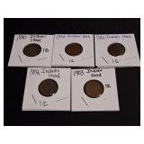5) Indian Head Pennies Good Dates 1890 - 1903