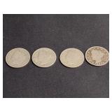 4 V Nickels Good Dates 1902, 1907, 1910, 1912