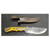 5' Damascus Knife with Sheath