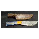 5' Damascus Knife with Sheath