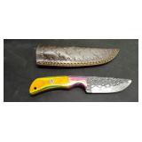 3 1/2' Damascus Knife with Sheath