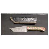 4' Damascus Knife with Sheath