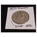 1963 D Franklin Silver Half Dollar