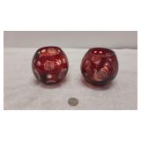 Ruby Red Glass Votive Candle Holders