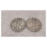 2) Walking Liberty 90% Silver Half Dollars 43, 44