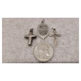 3) Religious Pendants Unmarked  Sterling