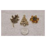 lot of 3 Vintage Brooche with stones