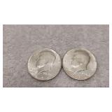 2) 1964 Kennedy 90% Silver Half Dollars