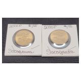 2) 2000 P Sacagawea Dollars