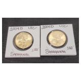 2) 2004 D Uncirculated Sacagawea Dollars