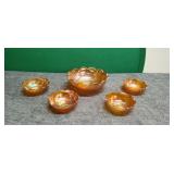 Vintage Jeannette Crackle Marigolds Carnival Glass