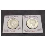 2) 1966 Kennedy 40% Silver Half Dollars