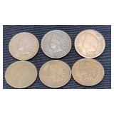6) Indian Head Pennies  1893, 99, 1901, 05, 06, 07
