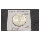 1942 Walking Liberty Silver Half Dollar U / C