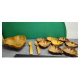 11 Piece Set Wood Salad Bowls