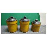 3) Vintage Ceramic Pots with Lids