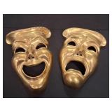 2) Solid Brass Theater Masks