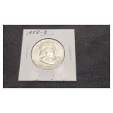 1958 D Franklin Silver Half Dollar