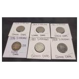 6) V - Nickels Good Dates 1896, 1901, 02, 04, 10