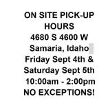 ON SITE PICK UP INFORMATION