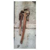 Two Large Pipe Wrench