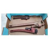 3) Vintage Pipe Wrenches 12', 18' &  24'