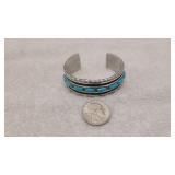 Native American Silver & Turquoise Cuff Bracelet