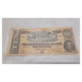 Confederate States of America Ten Dollar Bill
