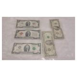 1928,1953 & 2003 Two Dollar Bills & 2) 1995 Bills