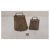 2)  Vintage Hand-Crafted Metal Cow Bells