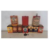 10 Empty Gun Powder Cans & Mini Funnel