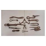 Assortment of Antique Hand-Forged Iron Hardware
