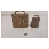 Two Antique Hand-Forged or Riveted Cow Bells