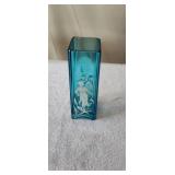 Vintage Teal Blue Glass Vase